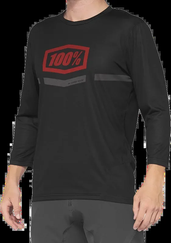 100% Airmatic 3/4 Sleeve Jersey – Black/Red – Small 40018-00005