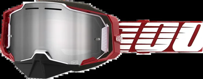100% Armega Snow Goggles – Oversized Red – Silver Mirror 50008-00006