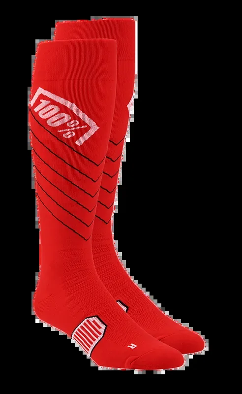 100% Hi-Side Performance Socks – Red – Small/Medium 20054-00007