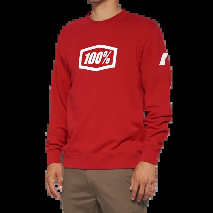 100% Icon Long-Sleeve Fleece Sweatshirt – Red – Medium 20026-00011