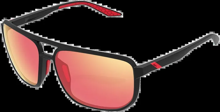 100% Konnor Aviator Sunglasses – Square – Black – Red Mirror 61043-100-43