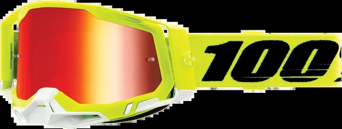 100% Racecraft 2 Goggles – Fluo Yellow – Red Mirror 50010-00004