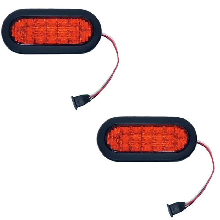 (2) Red 6″ Oval 10 LED Tail Light Grommet Mount Truck Trailer RV Camper Enclosed