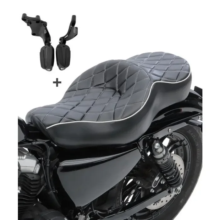 2-Up Seat Set fits for Harley Davidson Sportster 1200 Iron 18-20 with Passenger footpegs and support Craftride S-AA1