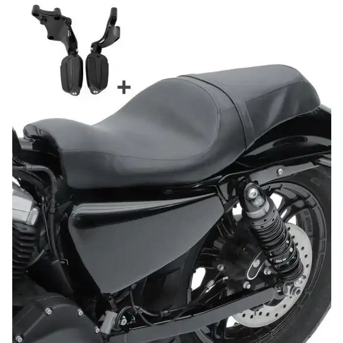 2-Up Seat Set fits for Harley Davidson Sportster 883 Iron 14-20 with Passenger footpegs and support Craftride S-AA4
