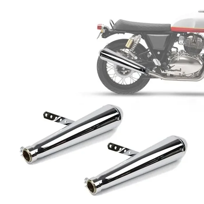 2x Craftride Exhaust compatible with Royal Enfield Interceptor 650 Caferacer Cone chrome Discount Set