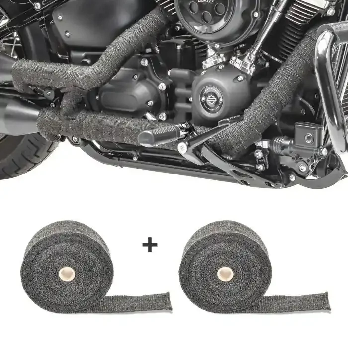 2x Exhaust wrap 10m compatible with Indian Roadmaster Dark Horse Craftride exhaust tape BK1
