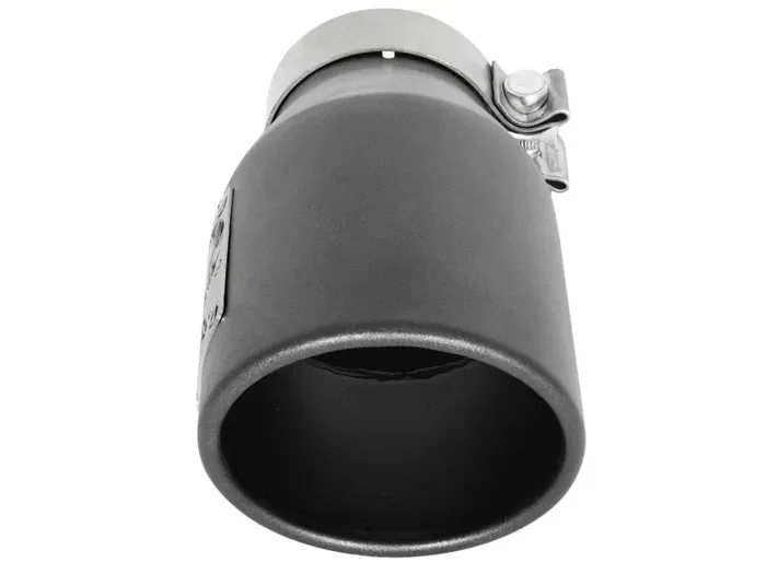 aFe MACH Force-Xp 3in 304 SS Metallic Black Exhaust Tip 3in In x 4-1/2in Out x 9in L Bolt-On Left