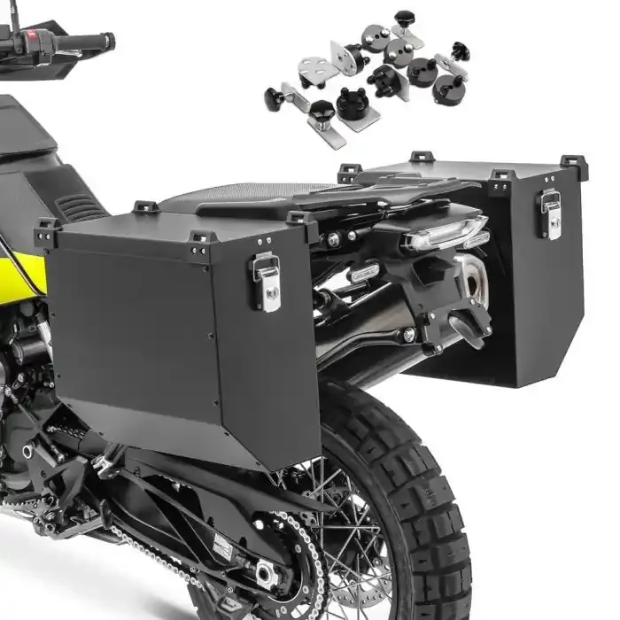 Aluminium Panniers Set compatible with Suzuki DR 650 SE Side Cases Bagtecs AT36 black