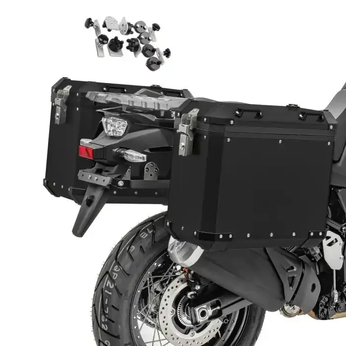 Aluminium Panniers Set compatible with Triumph Tiger 1050 Side Cases Bagtecs GX-38-45 black