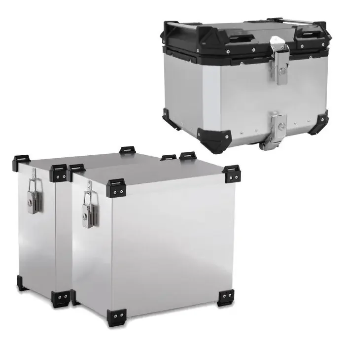 Aluminium Panniers Set + Top Box compatible with Yamaha XT 600 E / 660 R Bagtecs NX55 silver