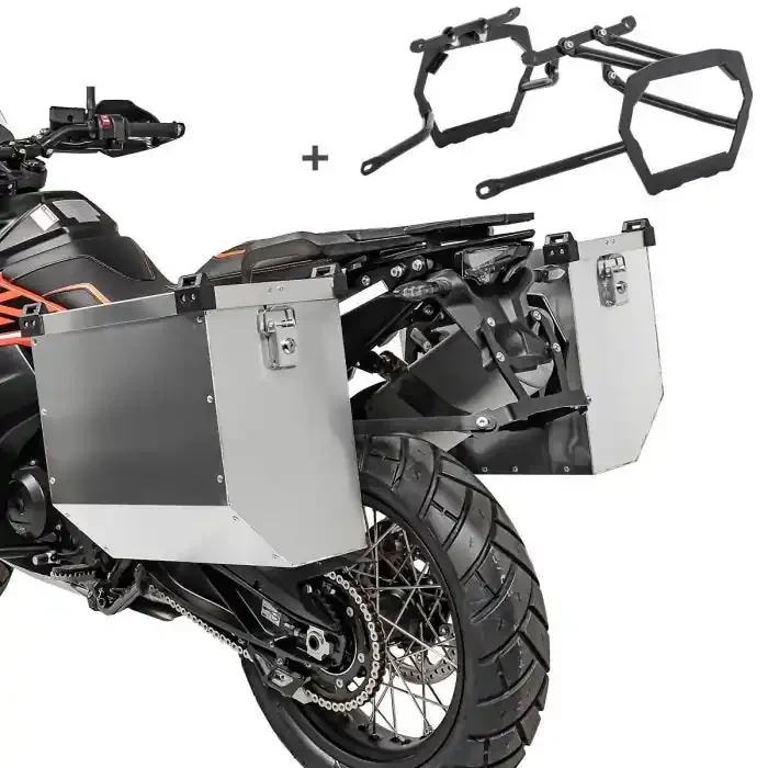 Aluminium Side cases 2x40L compatible with chopper / custombikes Pan America 1250 21-25 + pannier holder Bagtecs Atlas