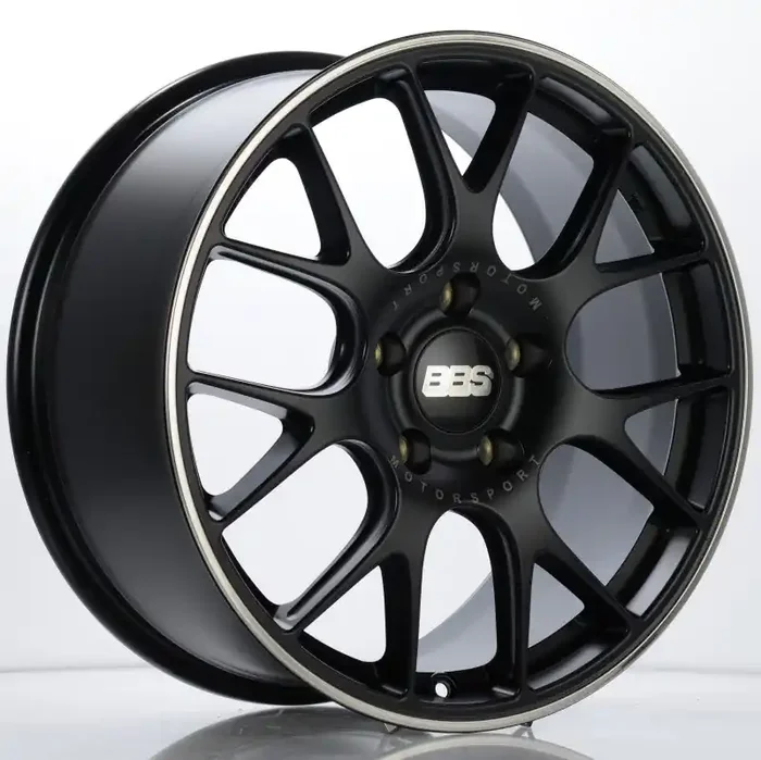 BBS CH-R 19×8.5 5×130 ET51 CB71.6 Satin Black Polished Rim Protector Wheel w/ Motorsport Etching