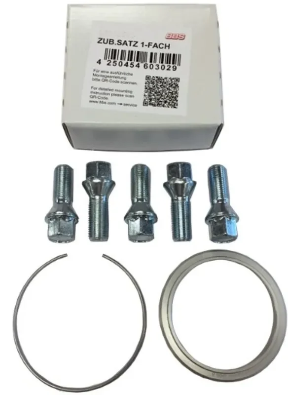 BBS PFS KIT – Audi – VW 5×100 – Includes 70mm OD – 57mm ID Ring / 70mm Clip / Lug Bolts