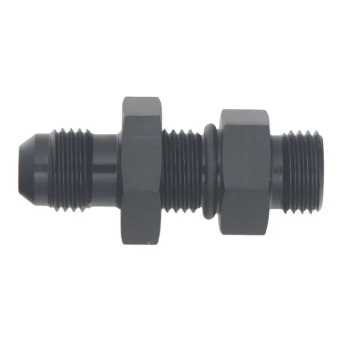DeatschWerks 6AN O-Ring Male to 6AN Male Flare Bulkhead Include Nut – Anodized Matte Black