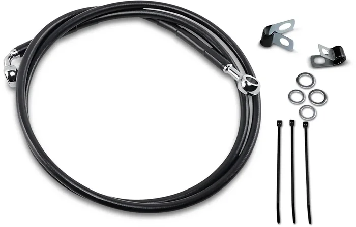 DRAG SPECIALTIES Brake Line – Front – Black – +8″ 640115-8BLK