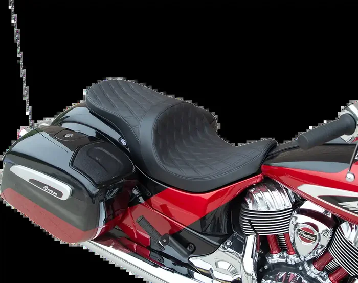 DRAG SPECIALTIES Low Profile Touring Seat – Double Diamond – Black Stitch – Solar Reflective – ‘14-‘22 Indian 0810-2274