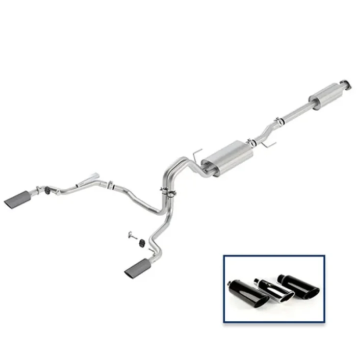 Ford Racing 15-18 F-150 2.7L Cat-Back Touring Exhaust System – Rear Exit Carbon Fiber Tips