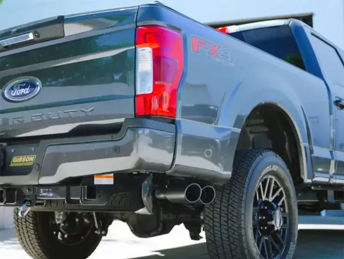 Gibson 20-21 Ford F250/F350 7.3L 3in Cat-Back Dual Sport Exhaust System Stainless – Black Elite