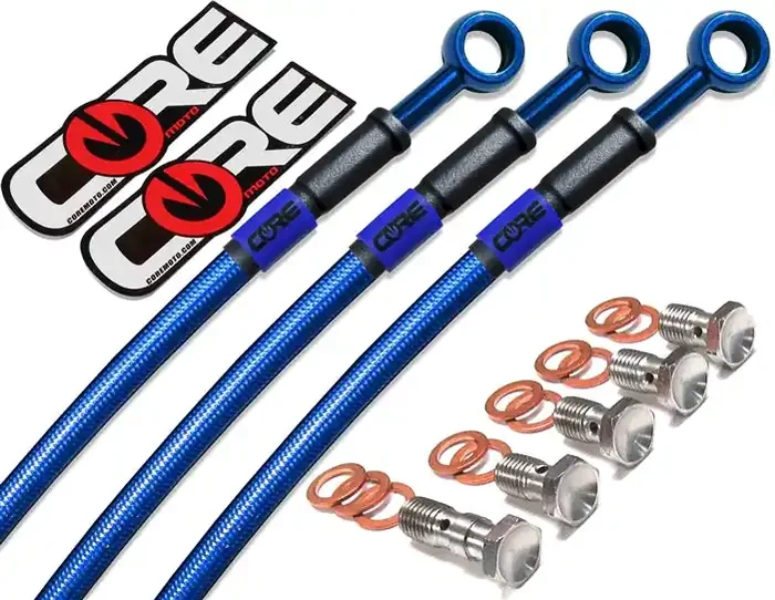 Kawasaki Z1000 2010-2013 Front and Rear Brake Lines Translucent Blue Steel Braided