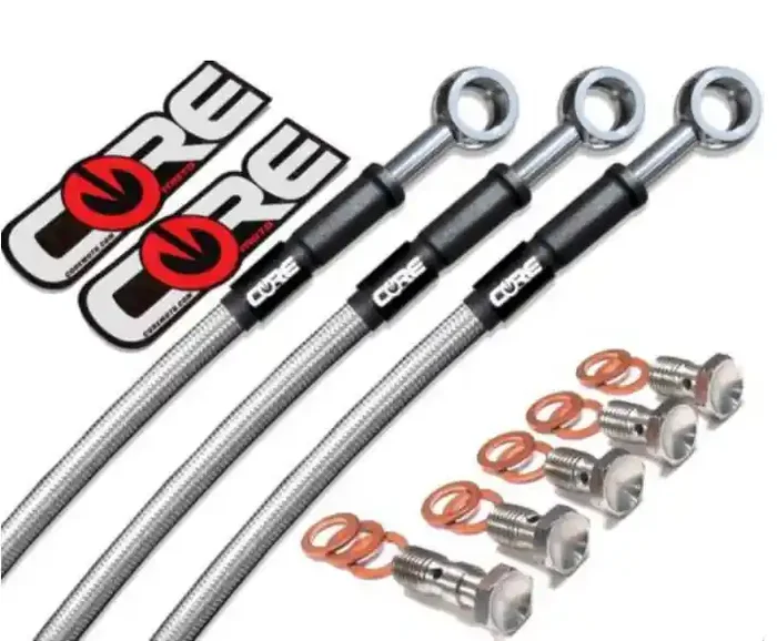 Kawasaki ZX12R 2004-2005 Front and Rear Brake Lines Polished Clear Steel Braided