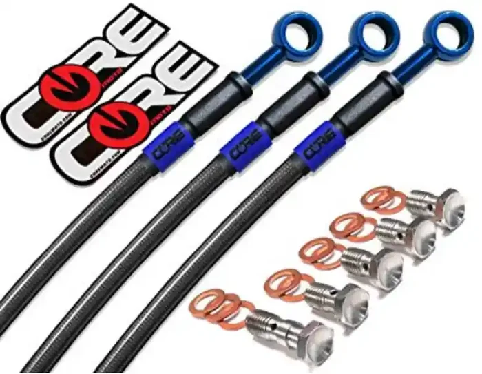 Kawasaki ZX9R 1998-1999 Front and Rear Brake Lines Carbon / Blue Steel Braided