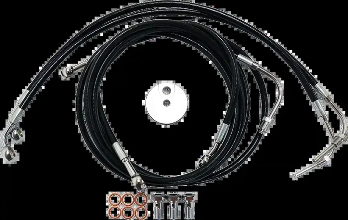 LA CHOPPERS Brake Line – 15″ – 17″ Ape Hanger Handlebars – Black LA-8050B16B