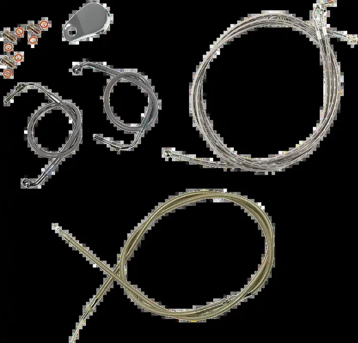 LA CHOPPERS Handlebar Cable/Brake Line Kit – 12″ – 14″ Ape Hanger Handlebars – Stainless Steel LA-8050KT-13