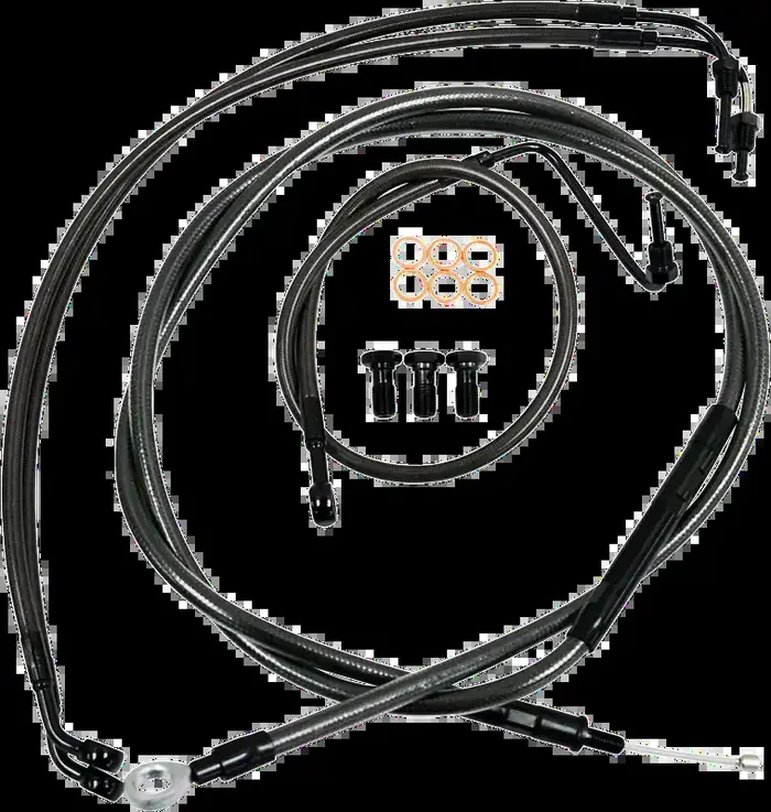 LA CHOPPERS Handlebar Cable/Brake Line Kit – 15″ – 17″ Ape Hanger Handlebars – Midnight LA-8011KT-16M