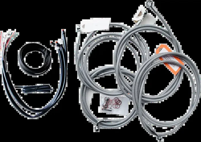 LA CHOPPERS Handlebar Cable/Brake Line Kit – Complete – 15″ – 17″ Ape Hanger Handlebars – Stainless LA-8053KT2-16