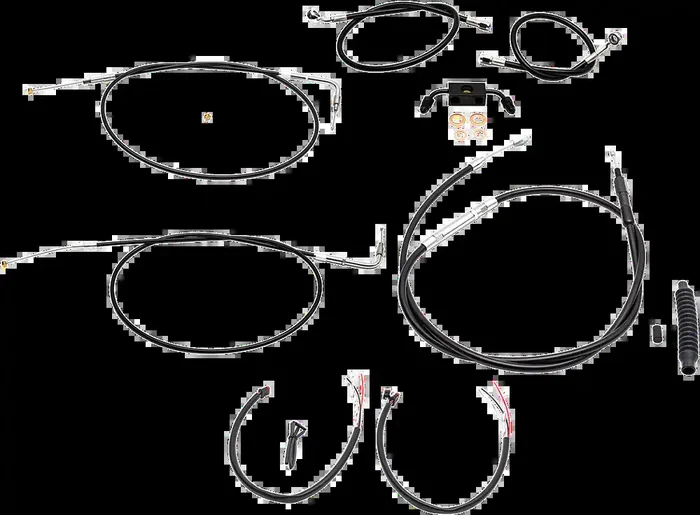 LA CHOPPERS Handlebar Cable/Brake Line Kit – Complete – 15″ – 17″ Ape Hanger Handlebars – Black Vinyl LA-8231KT2-16B