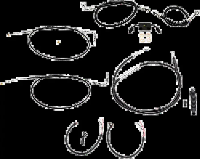 LA CHOPPERS Handlebar Cable/Brake Line Kit – Complete – 15″ – 17″ Ape Hanger Handlebars – Black Vinyl LA-8321KT2-16B