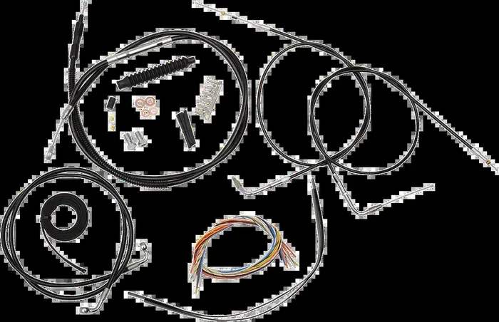 LA CHOPPERS Handlebar Cable/Brake Line Kit – Complete – 18″ – 20″ Ape Hanger Handlebars – Black Vinyl LA-8220KT2-19B