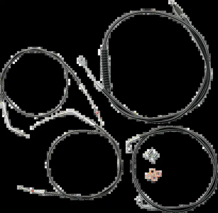 LA CHOPPERS Handlebar Cable/Brake Line Kit – Mini Ape Hanger Handlebars – Black Vinyl LA-8310KT-08B