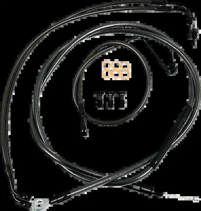 LA CHOPPERS Handlebar Cable/Brake Line Kit- Quick Connect – 12″ – 14″ Ape Hanger Handlebars – Midnight LA-8155KT-13M