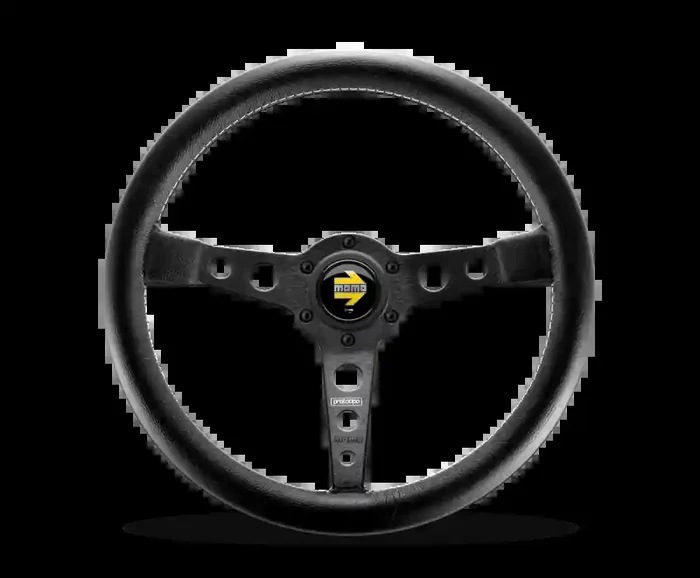 Momo Prototipo Steering Wheel 350 mm – Black Leather/Wht Stitch/Black Spokes