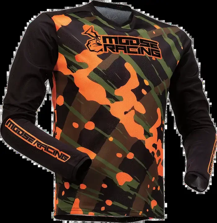 MOOSE RACING Youth Agroid Mesh Jersey – Olive/Orange – Large 2912-2177