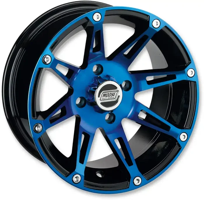 MOOSE UTILITY Wheel – 387X – Front – Anodized Blue/Black – 12×7 – 4/156 – 4+3 387MO127156BWB4
