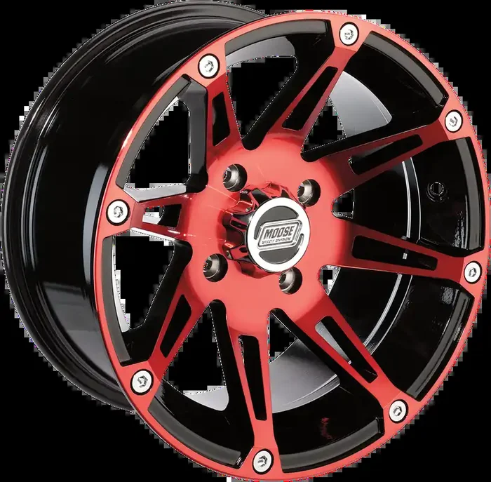 MOOSE UTILITY Wheel – 387X – Front – Anodized Red/Black – 14×7 – 4/110 – 4+3 387ML147110BWR4