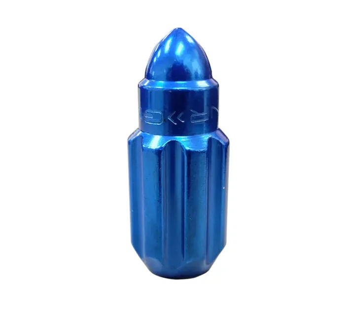 NRG 500 Series M12 X 1.5 Bullet Shape Steel Lug Nut Set – 21 Pc w/Lock Key – Blue