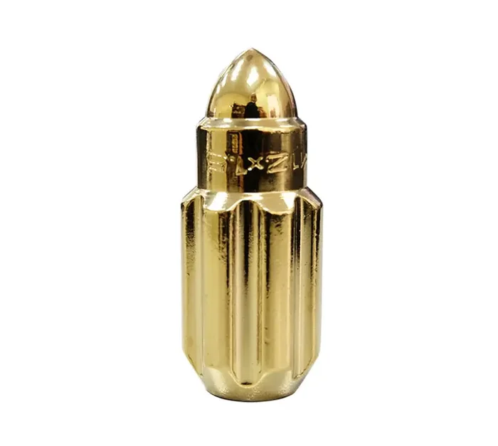 NRG 500 Series M12 X 1.5 Bullet Shape Steel Lug Nut Set – 21 Pc w/Lock Key – Chrome Gold