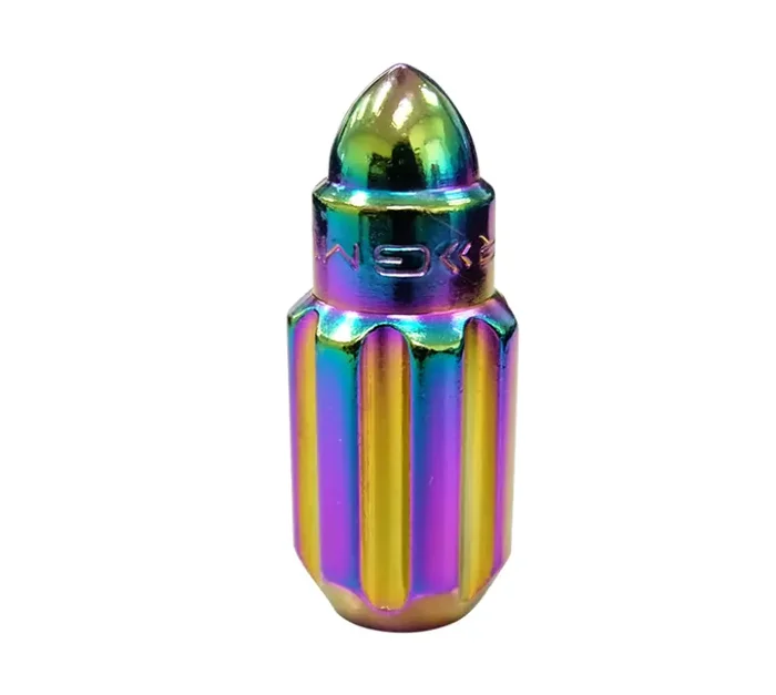 NRG 500 Series M12 X 1.5 Bullet Shape Steel Lug Nut Set – 21 Pc w/Lock Key – Neochrome
