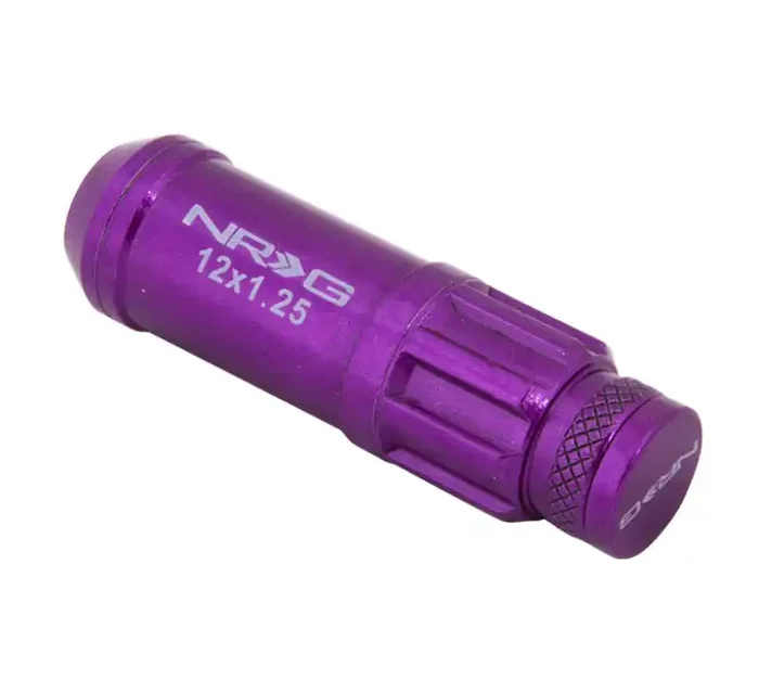 NRG 700 Series M12 X 1.25 Steel Lug Nut w/Dust Cap Cover Set 21 Pc w/Locks & Lock Socket – Purple