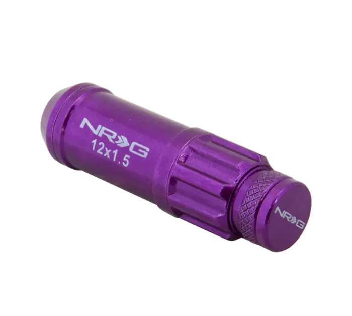 NRG 700 Series M12 X 1.5 Steel Lug Nut w/Dust Cap Cover Set 21 Pc w/Locks & Lock Socket – Purple