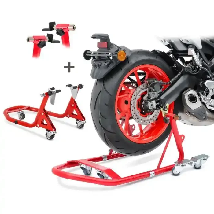 Paddock Stand Rear Front compatible with Triumph Daytona 675 / R Dolly Mover Constands VMR red