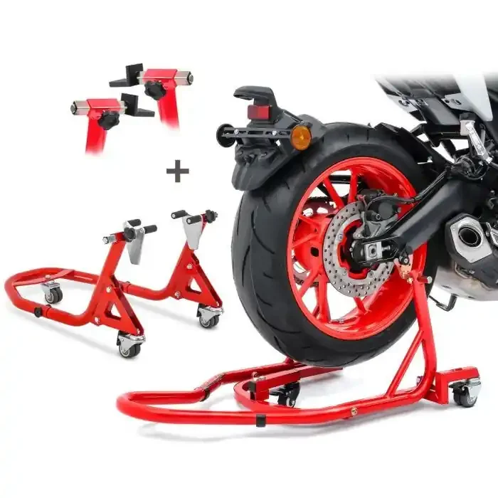 Paddock Stand Rear Front compatible with Triumph Tiger 900 / GT Dolly Mover Constands XMR red