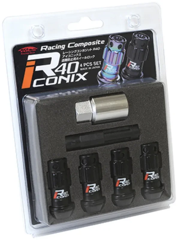 Project Kics 12X1.25 R40 Iconix Black Lug Nut Lock Set – 4