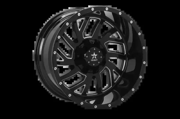 RBP 65R Glock 22×12 6×135 BP / 4.75 BS / -44mm Offset 87mm CB Gloss Black w/Machined Grooves Wheel