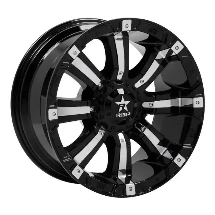 RBP 94R 20×10 Blank BP / -25mm Offset 78mm CB Black w/Chrome Inserts Wheel