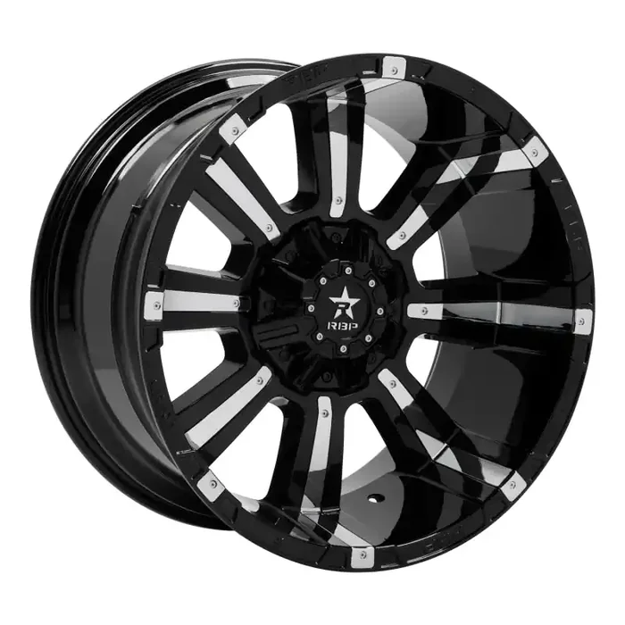 RBP 94R 22×12 8×165.1 BP / 4.75 BS -44mm Offset 117mm CB (Hub Centric) Black w/Chrome Inserts Wheel